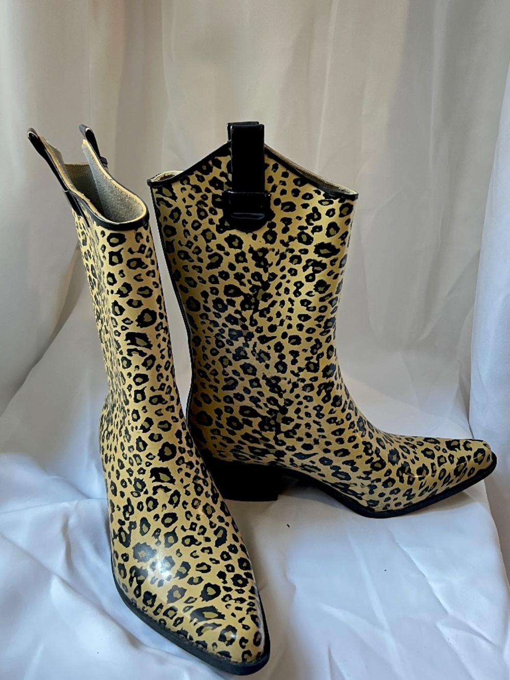 Animal Print Leopard Western Style Rubber Waterproof Rain Boots